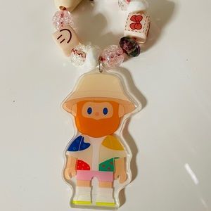 Farmer bob keychain/hand-decorated pendant